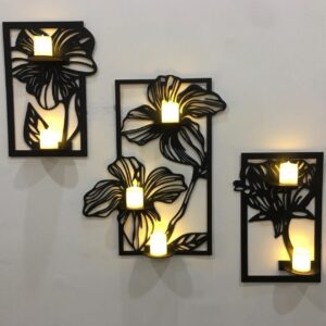 3 Pc Set Flowers Candle Holder Wall Decorations