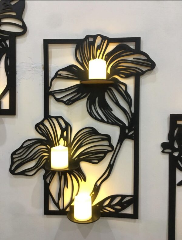 3 Pc Set Flowers Candle Holder Wall Decorations - Image 2
