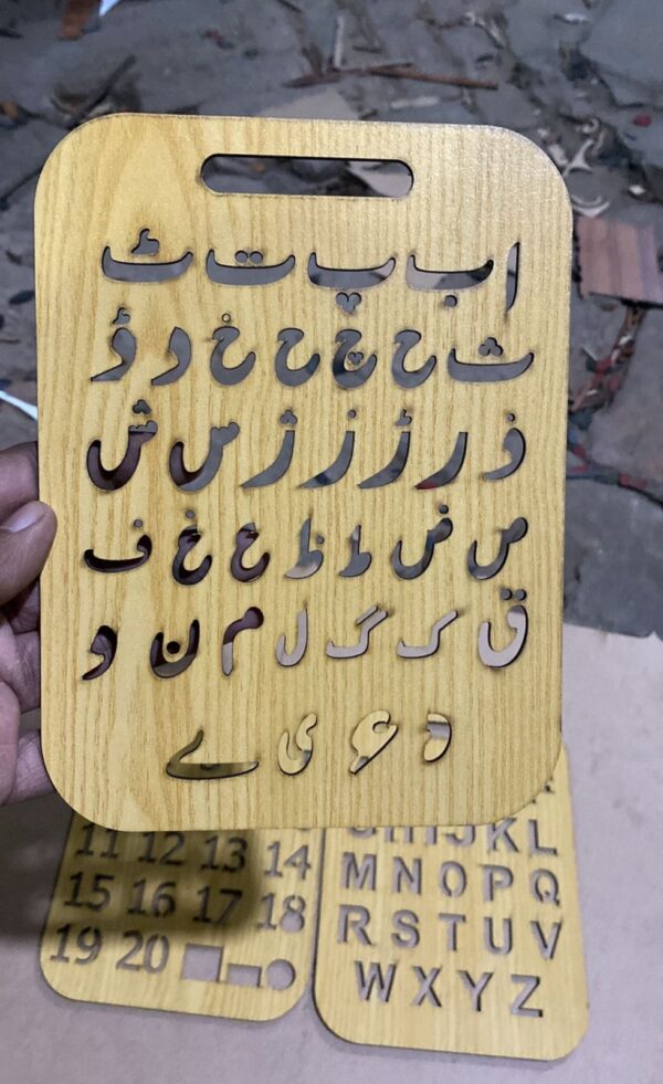 Alphabets Kids Wooden Stencils Drawing Kit - 26 Pieces & Numbers 1-10 Educational Wooden Toy - Image 2